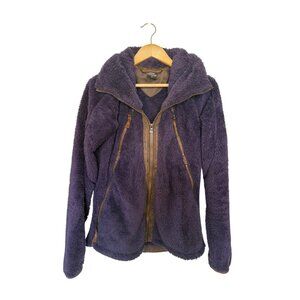 Kuhl Women's Flight Jacket Sherpa Fleece Hooded Zip Up Purple Size Small